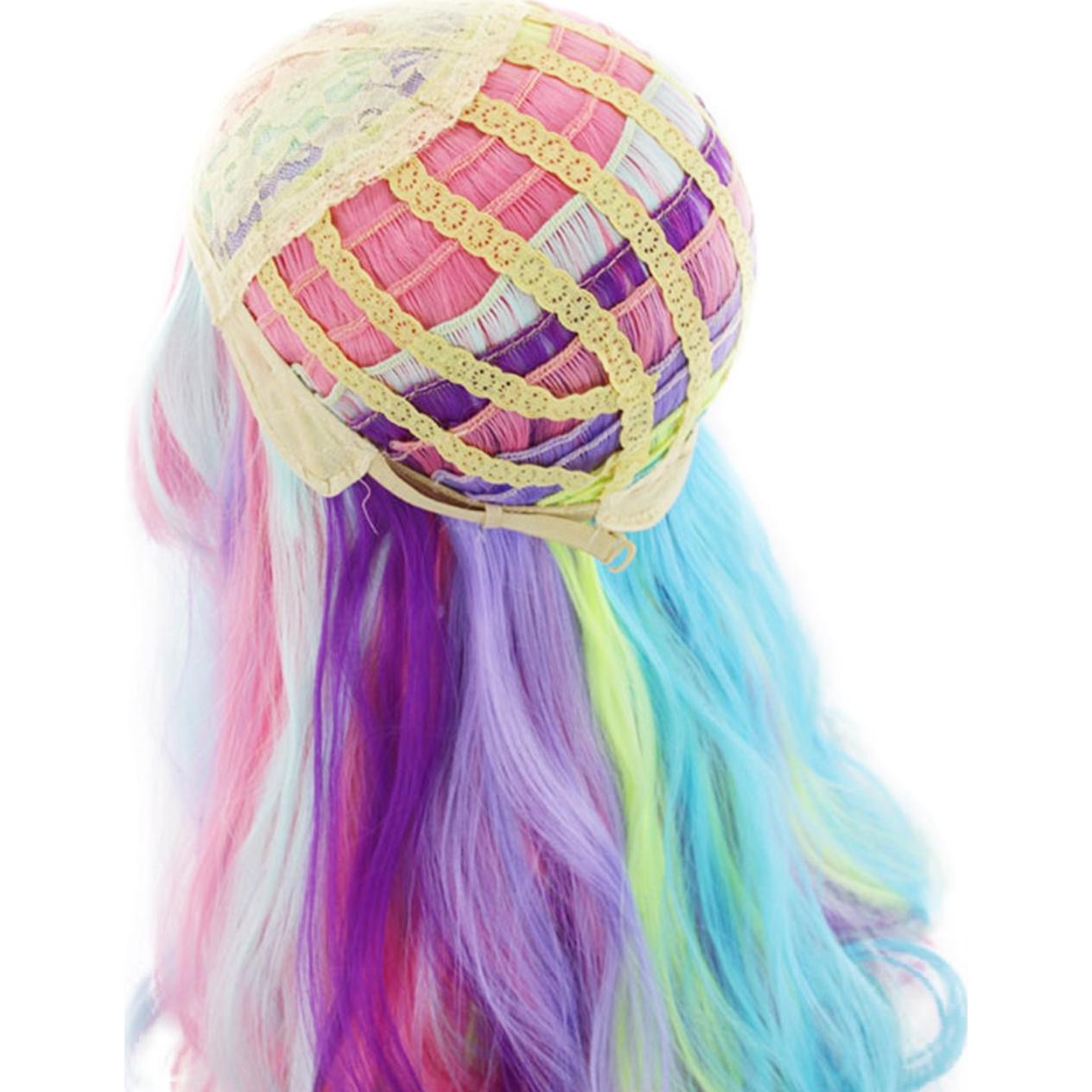 Peluca Arcoíris Larga Rizada AGPTEK 70 cm Resistente al Calor