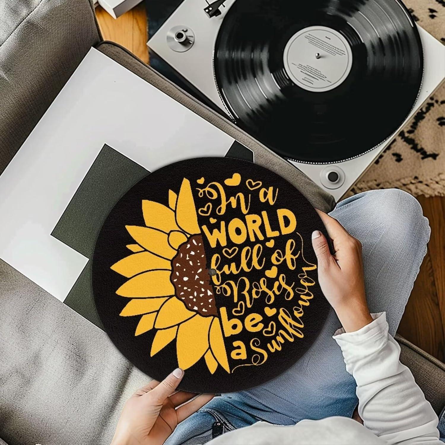 Alfombrilla de Tocadiscos ZDCUSTOM Girasol 29.5 cm Antideslizante