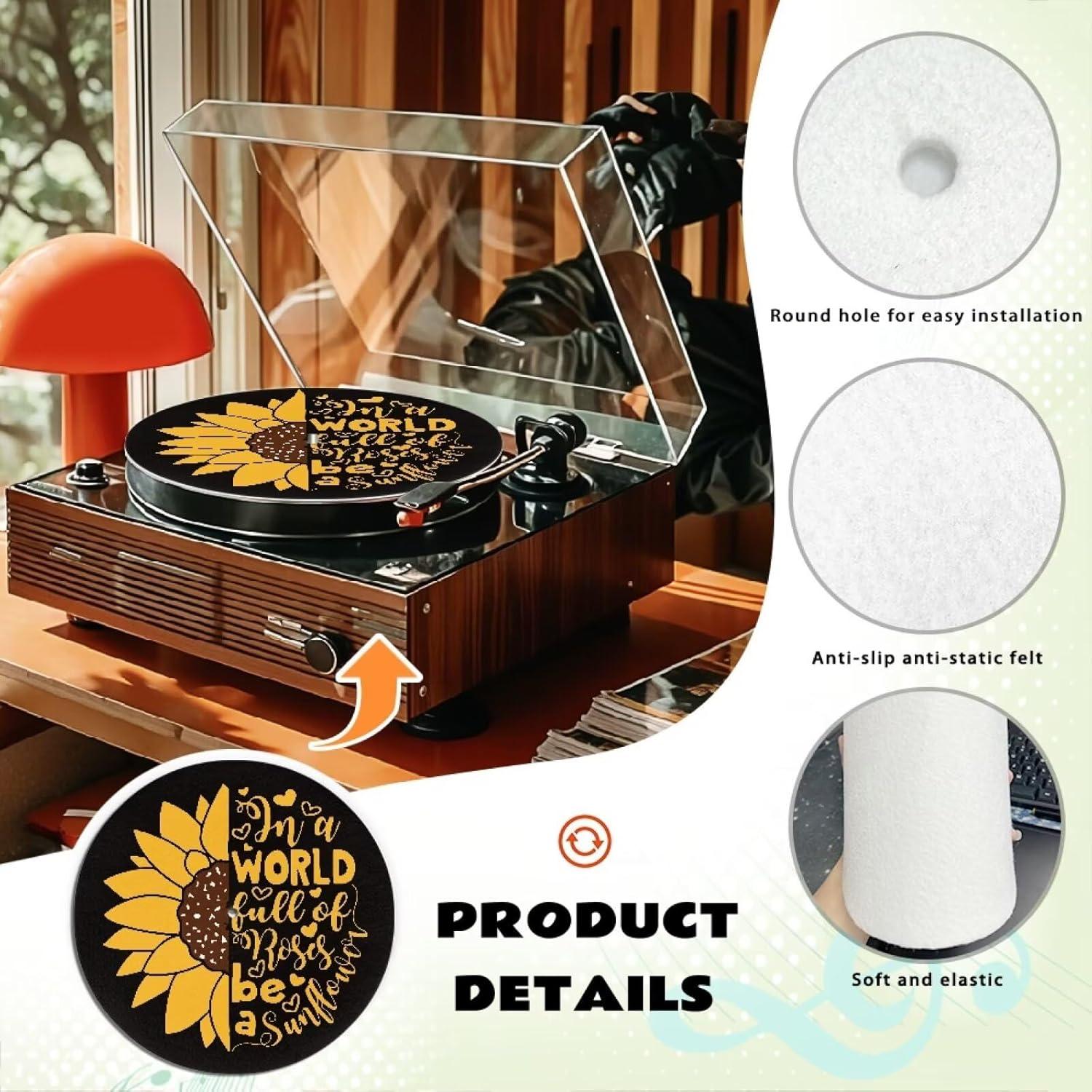 Alfombrilla de Tocadiscos ZDCUSTOM Girasol 29.5 cm Antideslizante