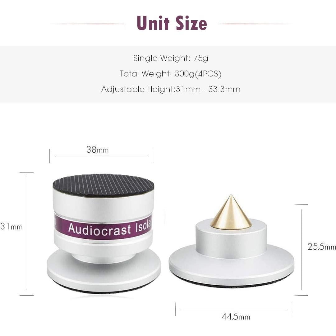 Aisladores de Altavoces Audiocrast IF03S - Picos Antivibración HiFi