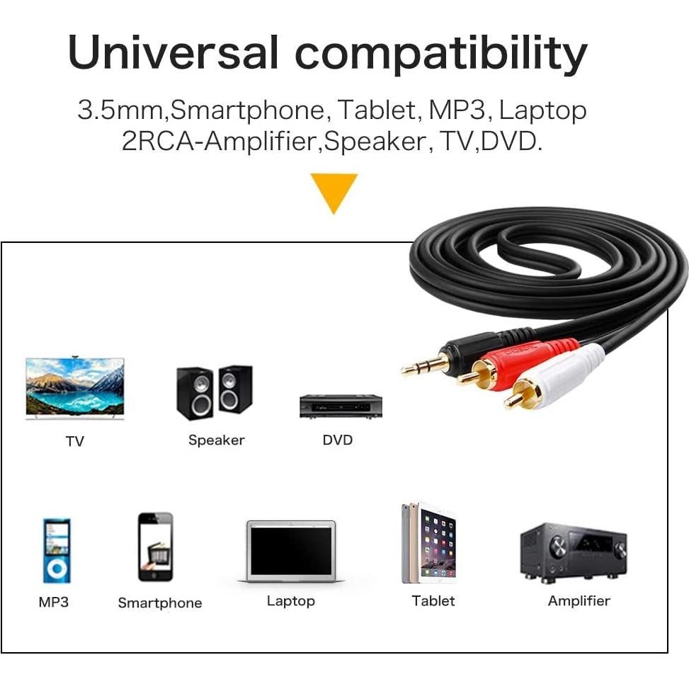 Cable de Audio CHOSEAL 2m 3.5mm a 2 RCA Hi-Fi