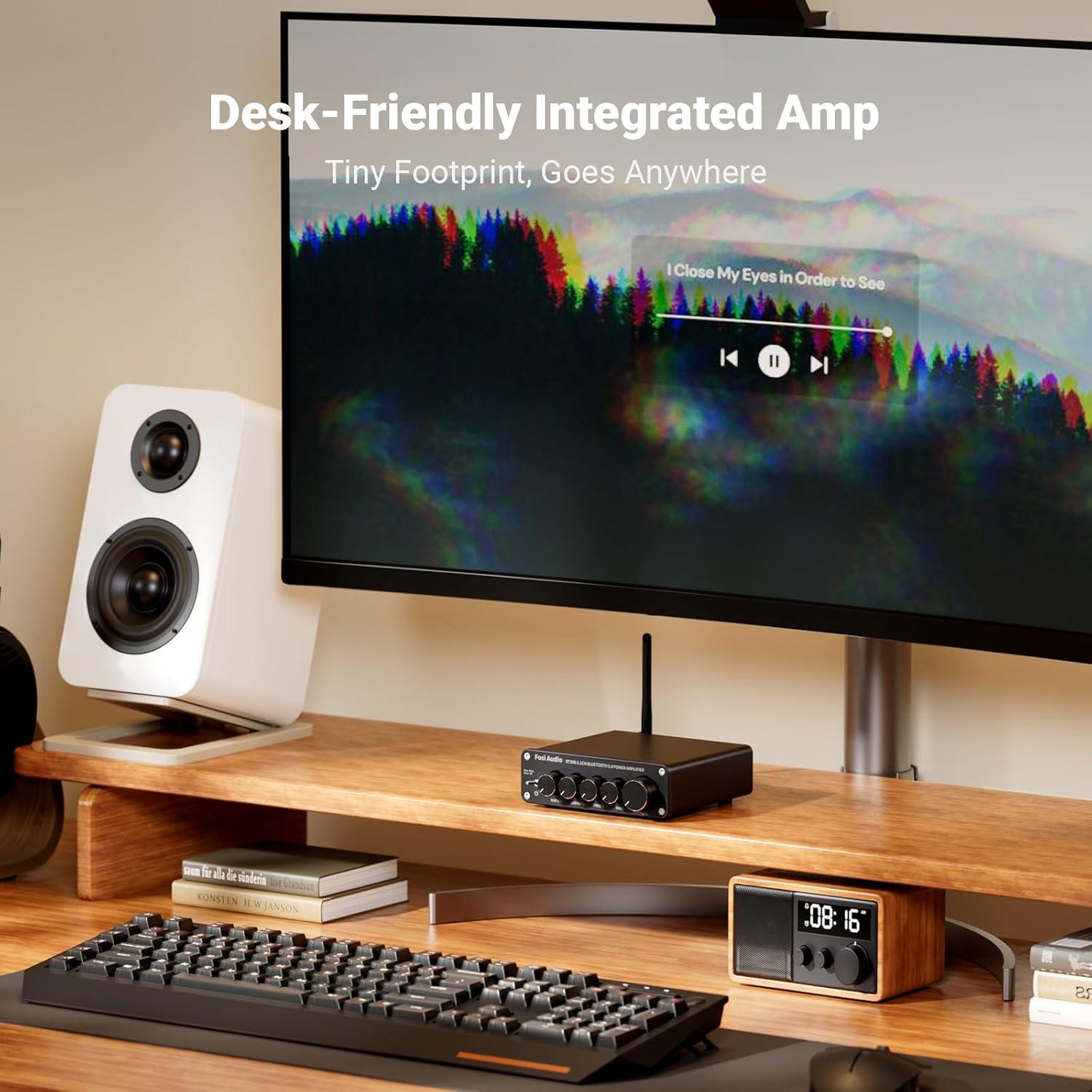 Amplificador Estéreo Bluetooth 5.0 Fosi Audio BT30D 50W x2+100W