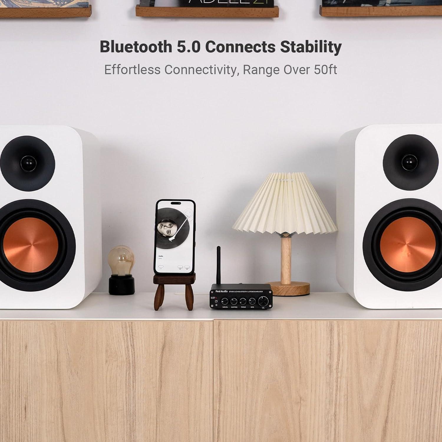 Amplificador Estéreo Bluetooth 5.0 Fosi Audio BT30D 50W x2+100W