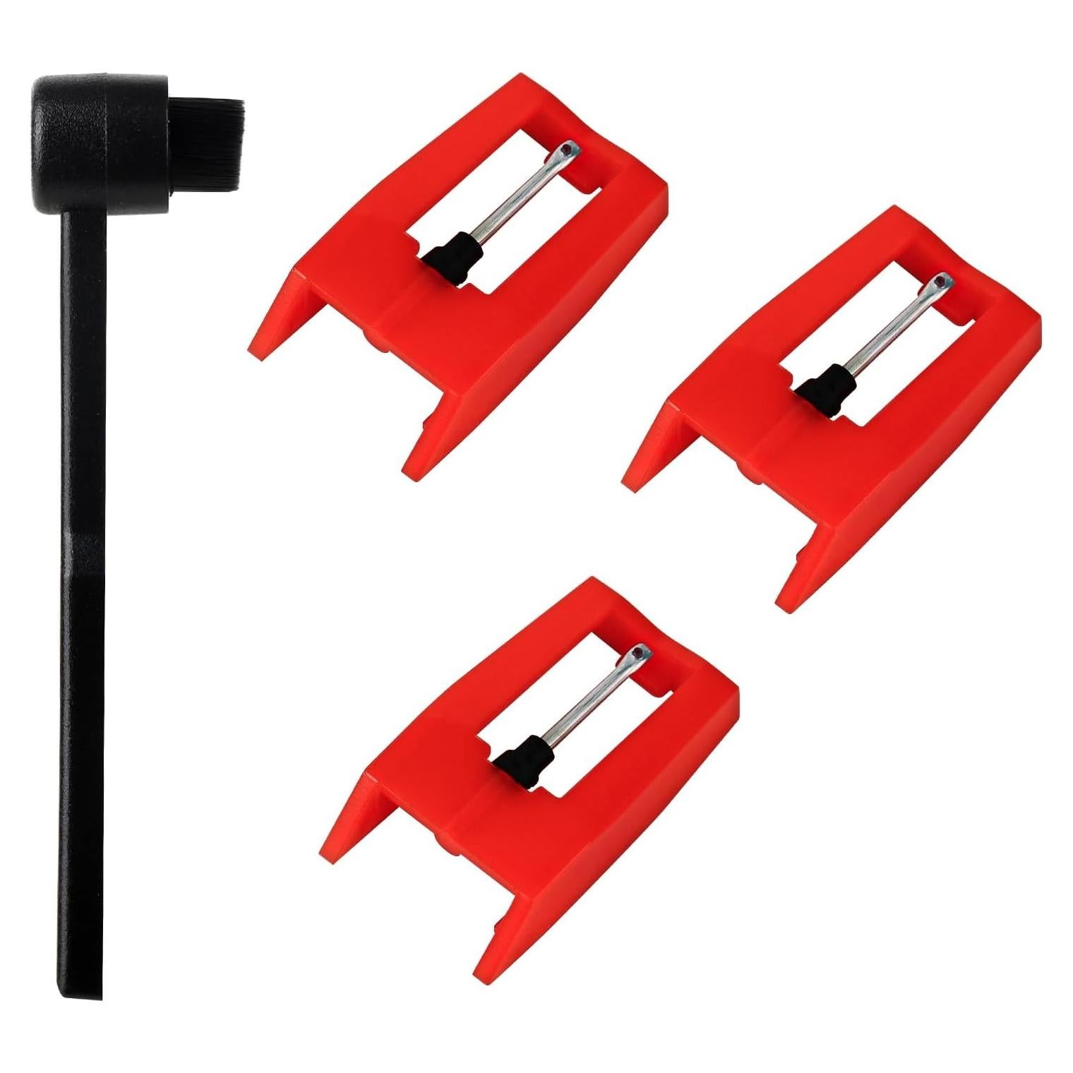 Paquete de 3 Agujas de Tocadiscos Ruby con Cepillo Limpiador