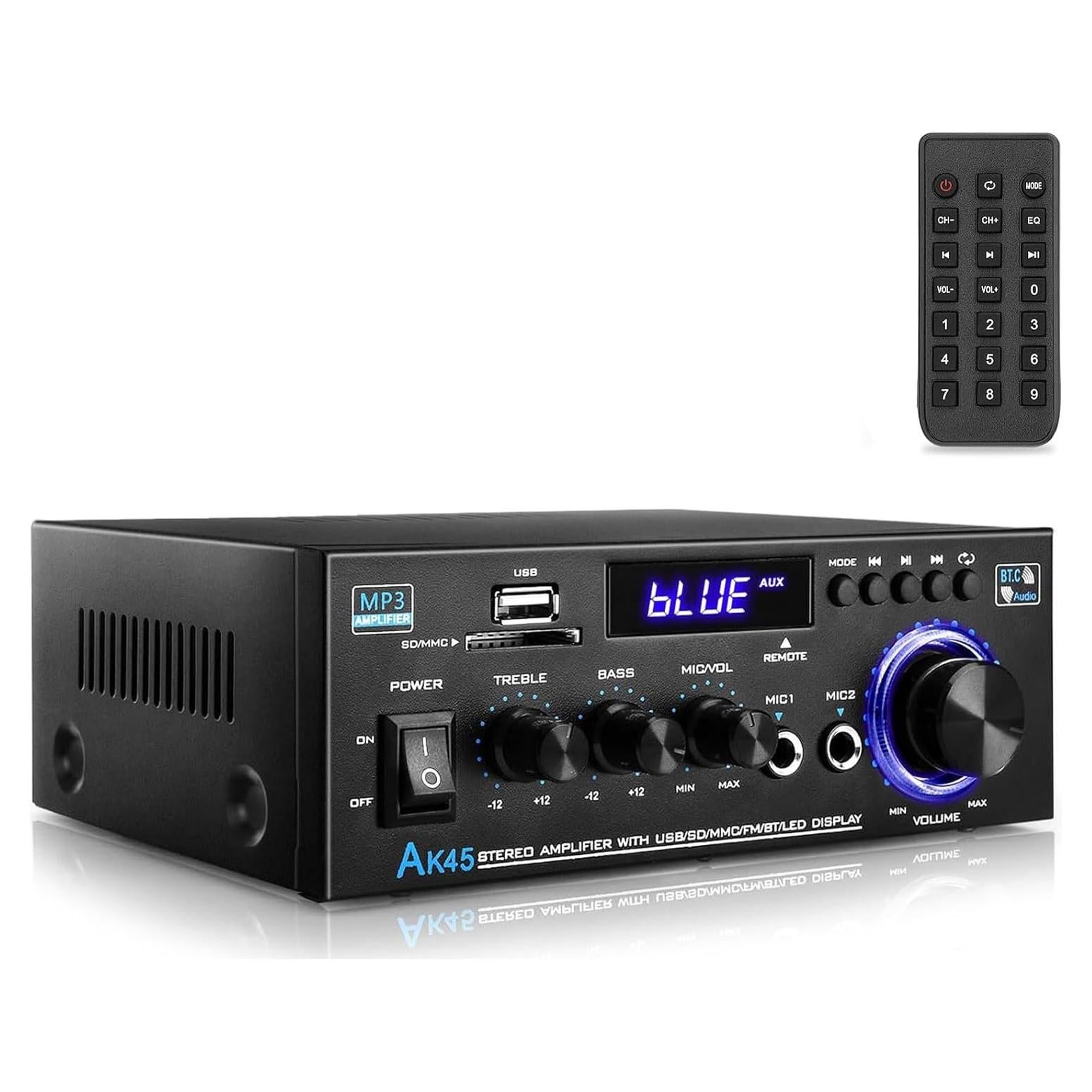 Amplificador Estéreo Woopker AK45 300W Bluetooth 5.0