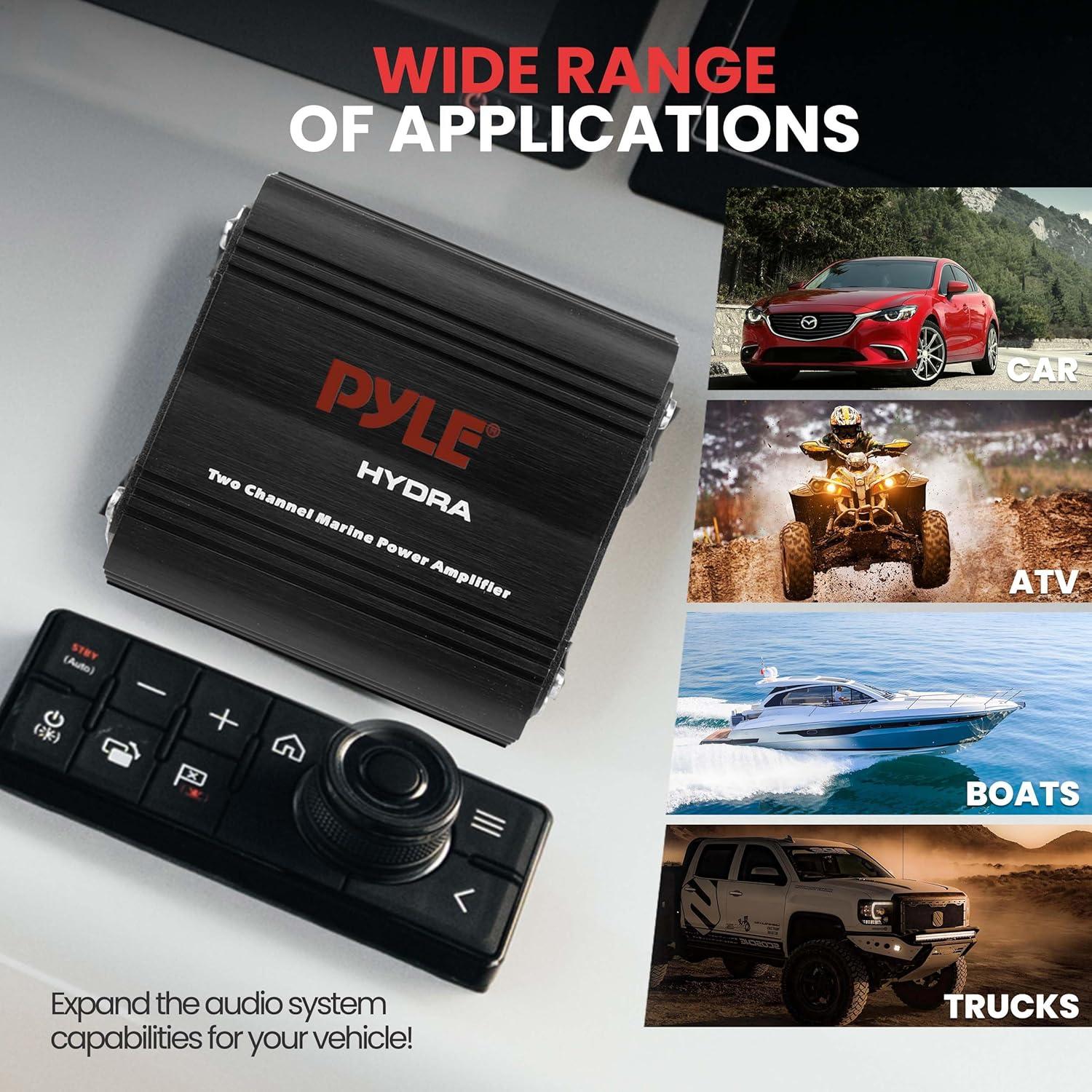 Amplificador Marino Pyle PLMRMP1B 2 Canales 400W Impermeable