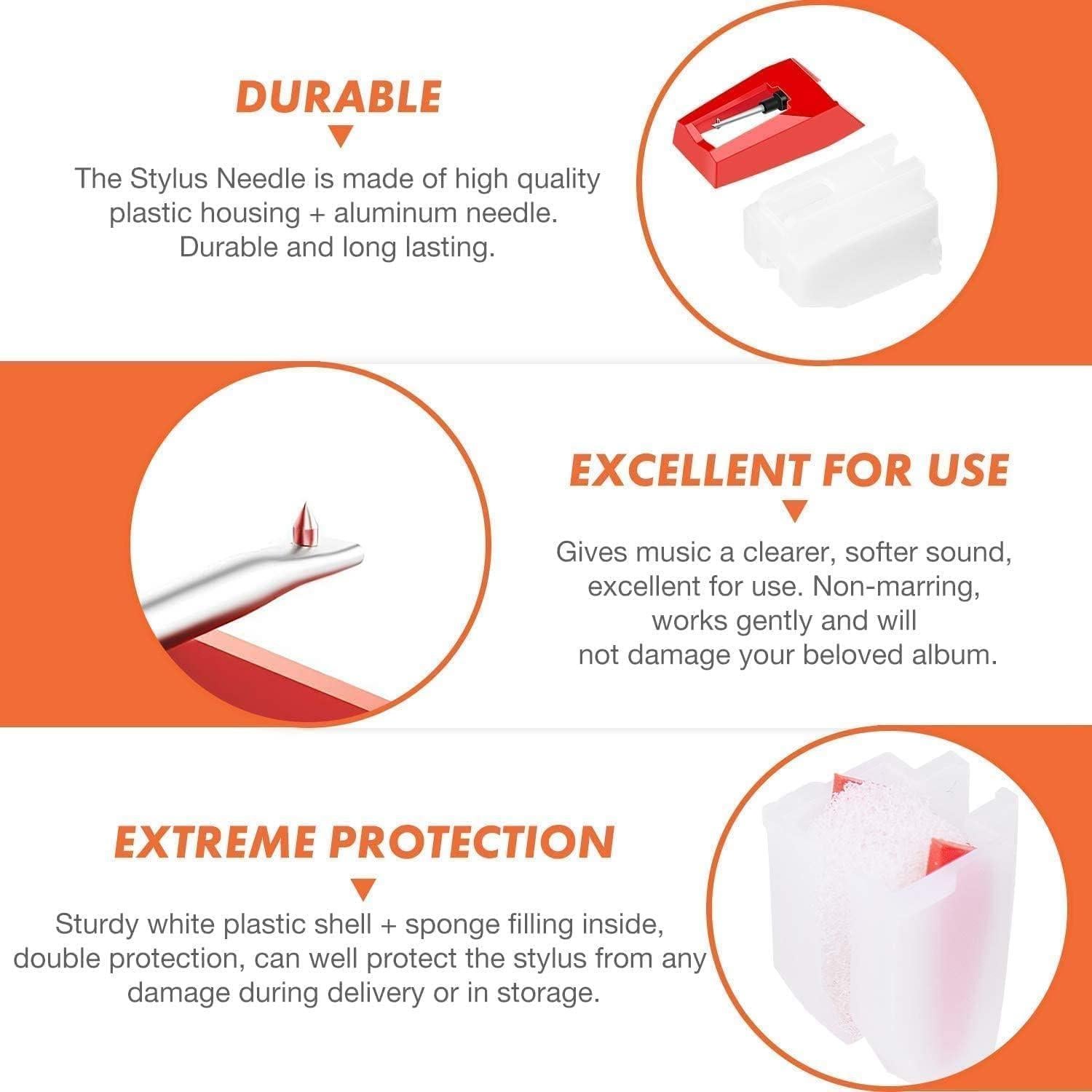 Agujas de Tocadiscos KONEWONG Ruby - Reemplazo Estilete Rojo - Paquete de 4