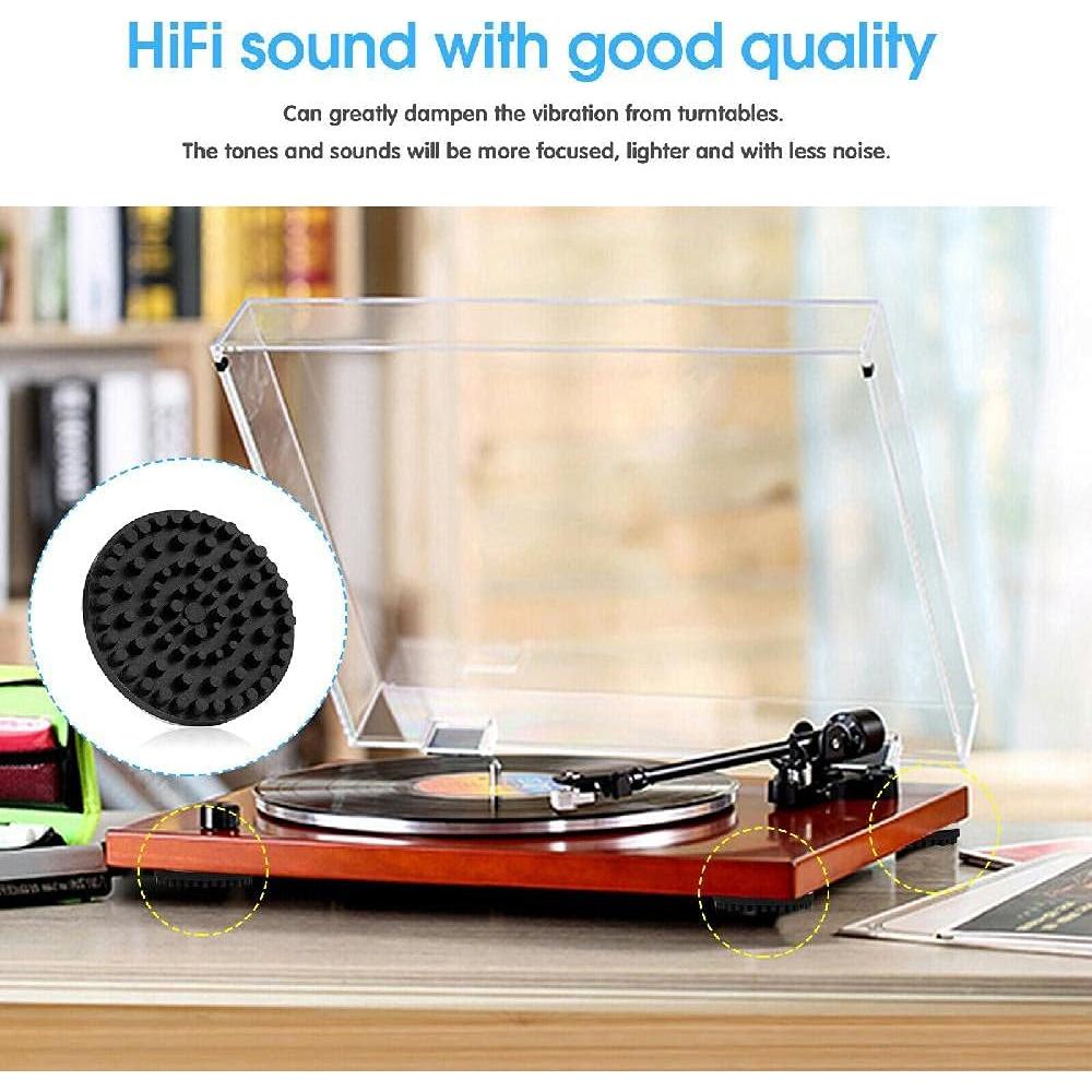 4 Almohadillas de Aislamiento de Goma MOUDOAUER para Tocadiscos