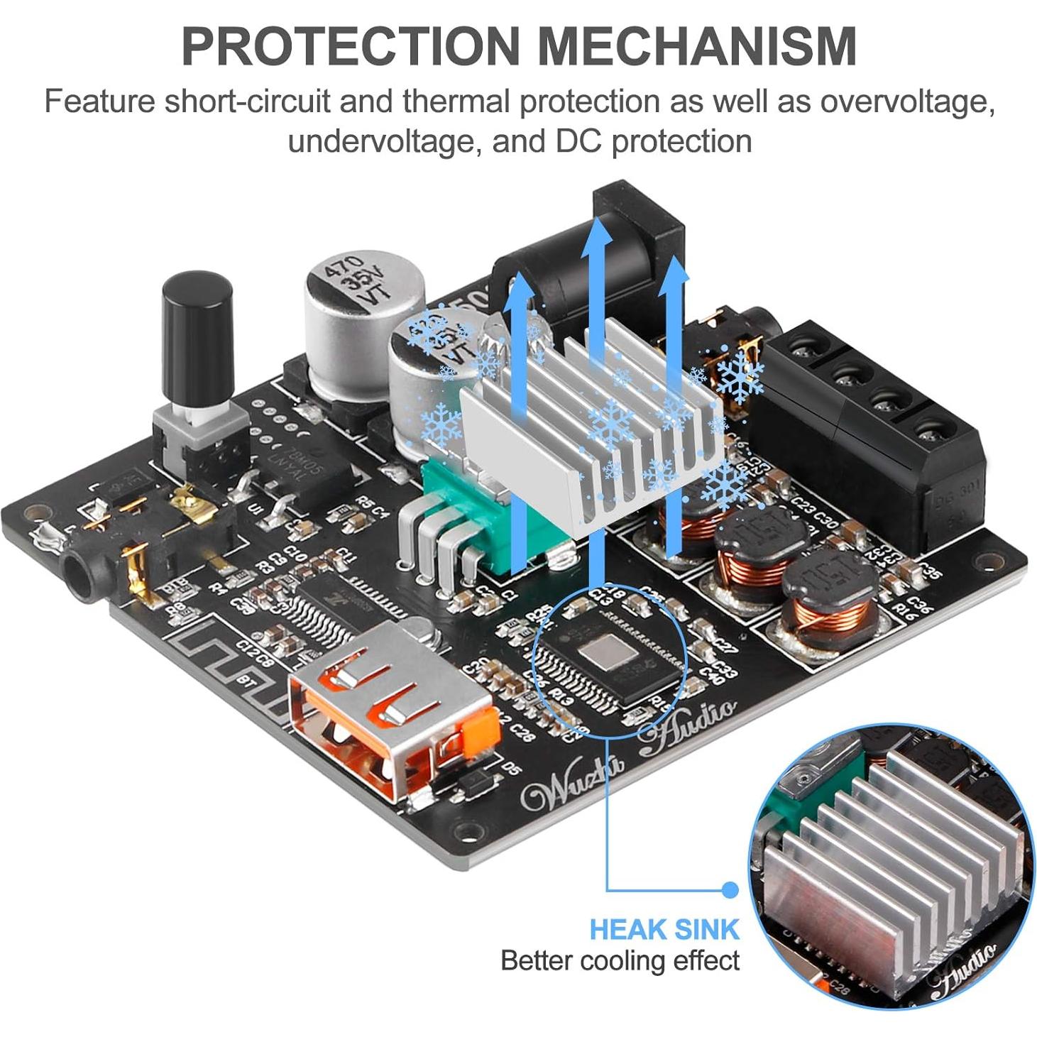Placa Amplificadora Bluetooth 5.0 MakerHawk 2.0 100W