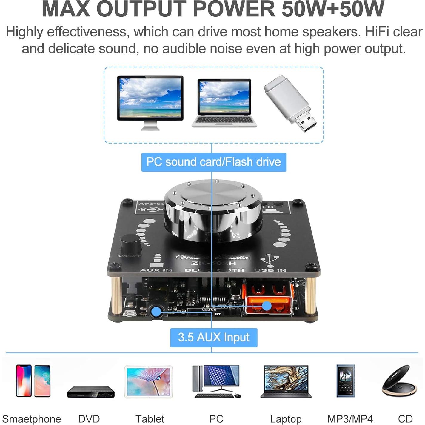 Placa Amplificadora Bluetooth 5.0 MakerHawk 2.0 100W