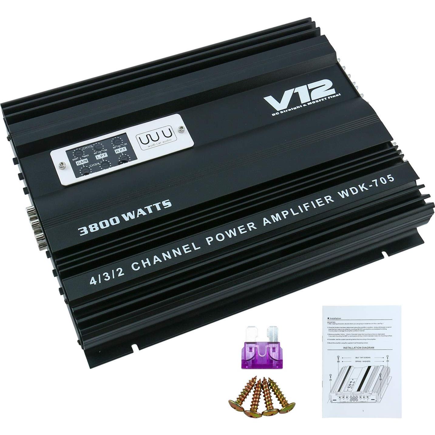 Amplificador Estéreo de 4 Canales YaeCCC V12 705 120W RMS