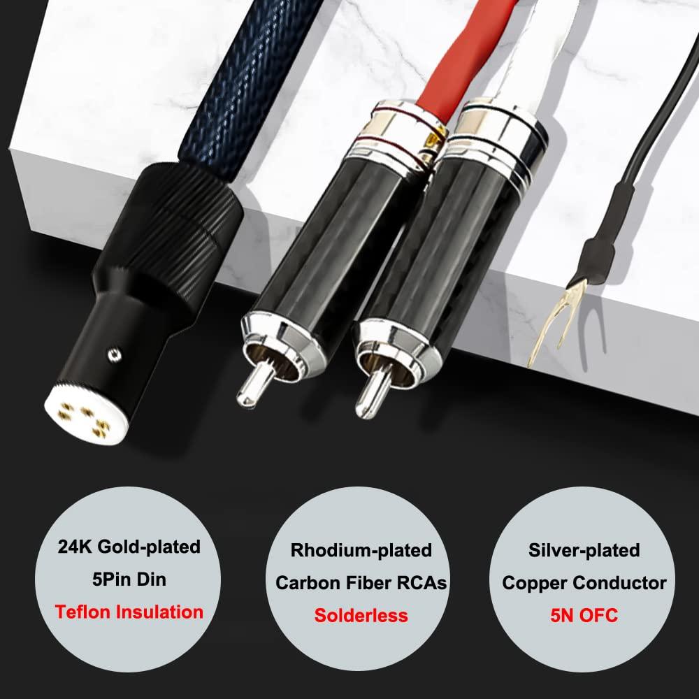 Cable de Tono Viborg LC800 3M Cobre Plateado 5 Pin DIN a RCA