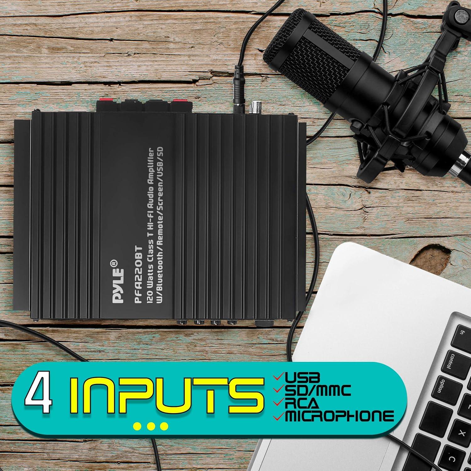 Amplificador de Audio Bluetooth Pyle PFA220BT 120W Doble Canal