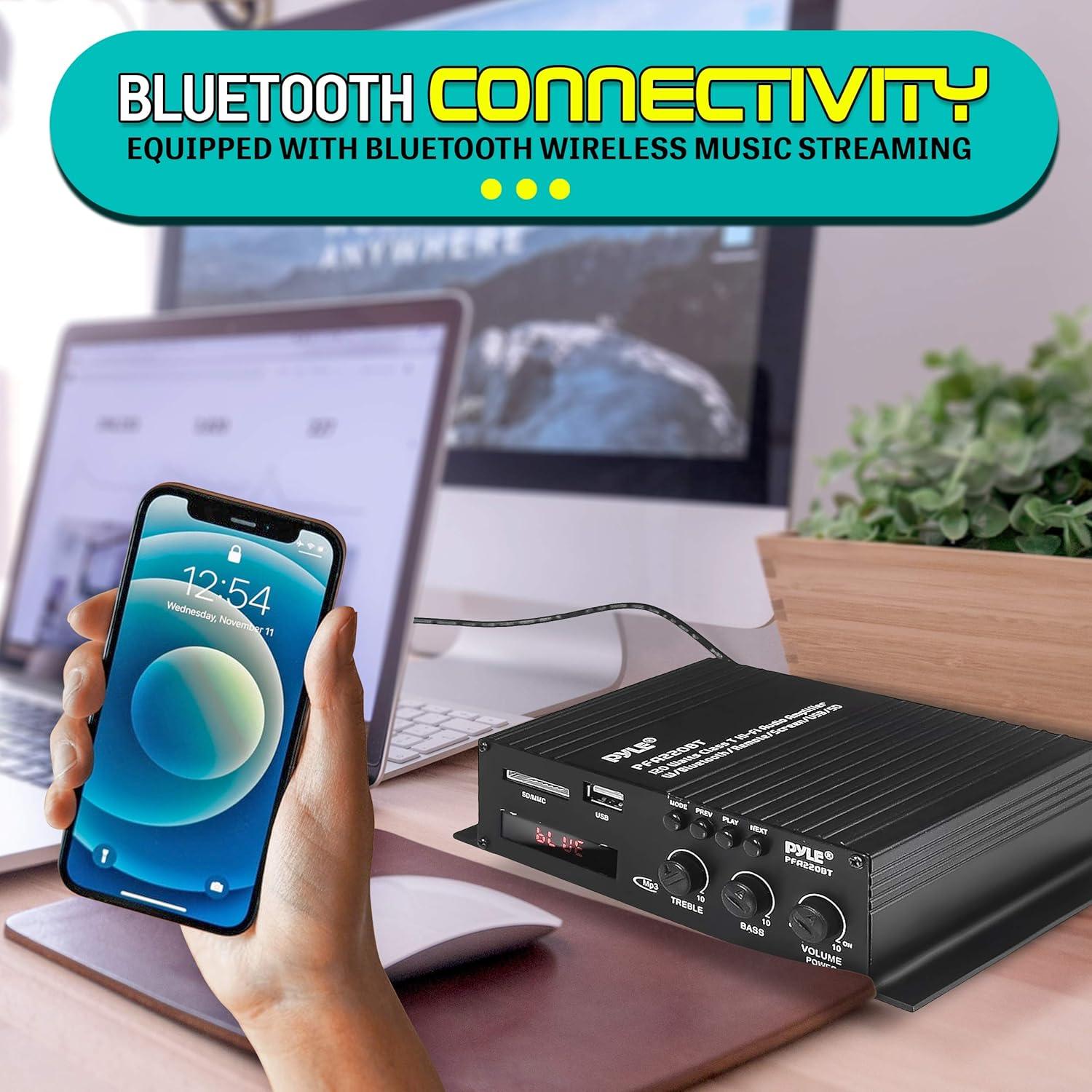 Amplificador de Audio Bluetooth Pyle PFA220BT 120W Doble Canal