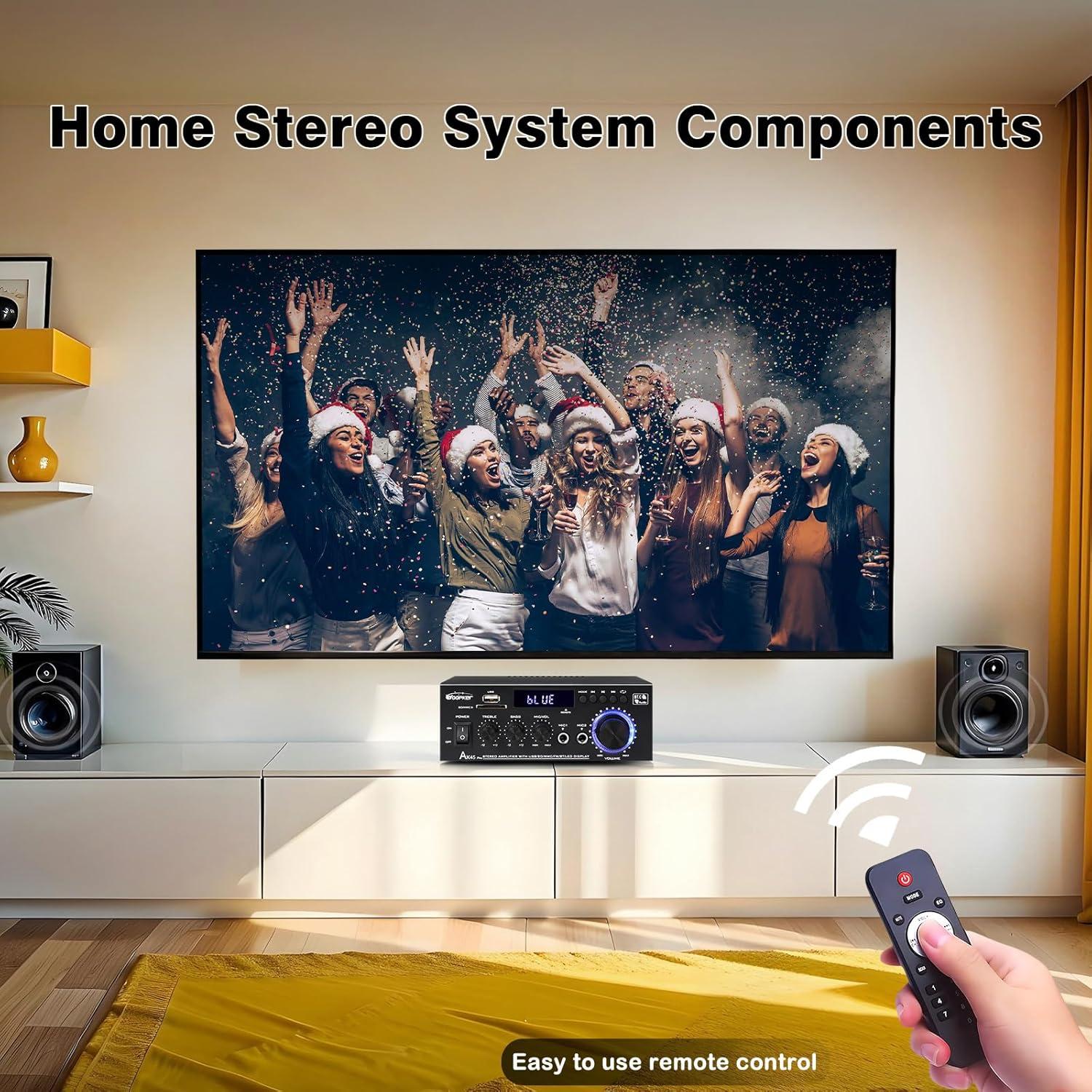 Amplificador Estéreo AK45Pro 400W Bluetooth 5.3 para Hogar