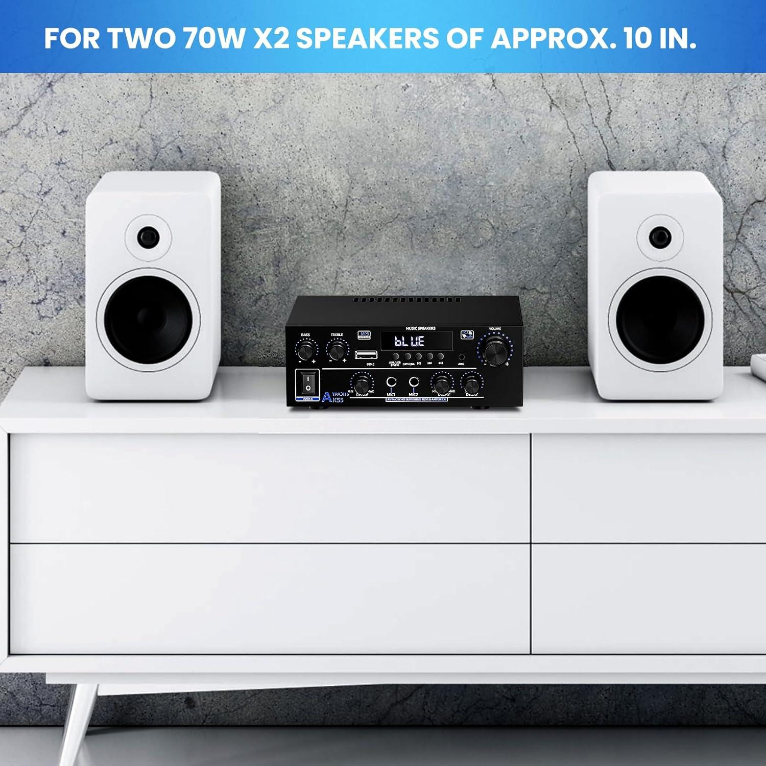 Amplificador de Audio Estéreo 1000W Bluetooth 5.3 AK55