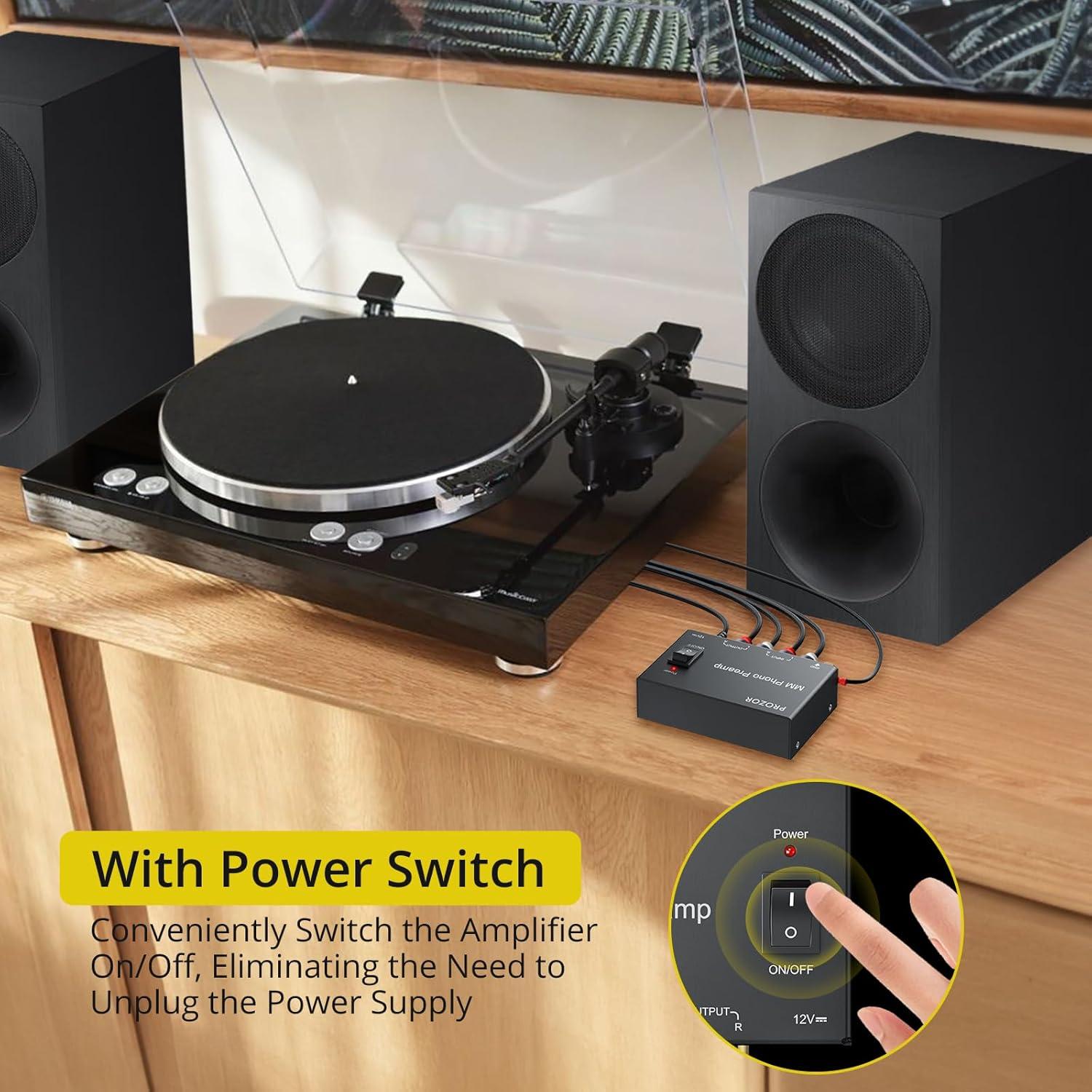 Amplificador de Audio Estéreo PROZOR MM Phono RCA Bajo Ruido