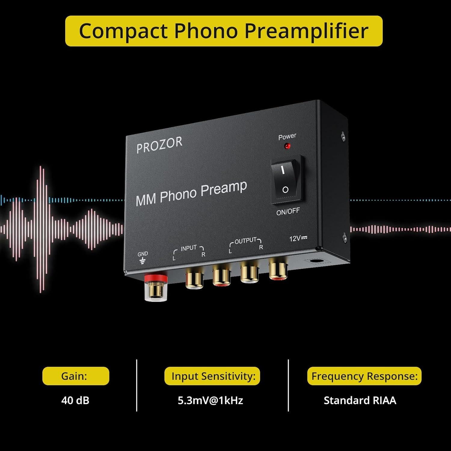 Amplificador de Audio Estéreo PROZOR MM Phono RCA Bajo Ruido