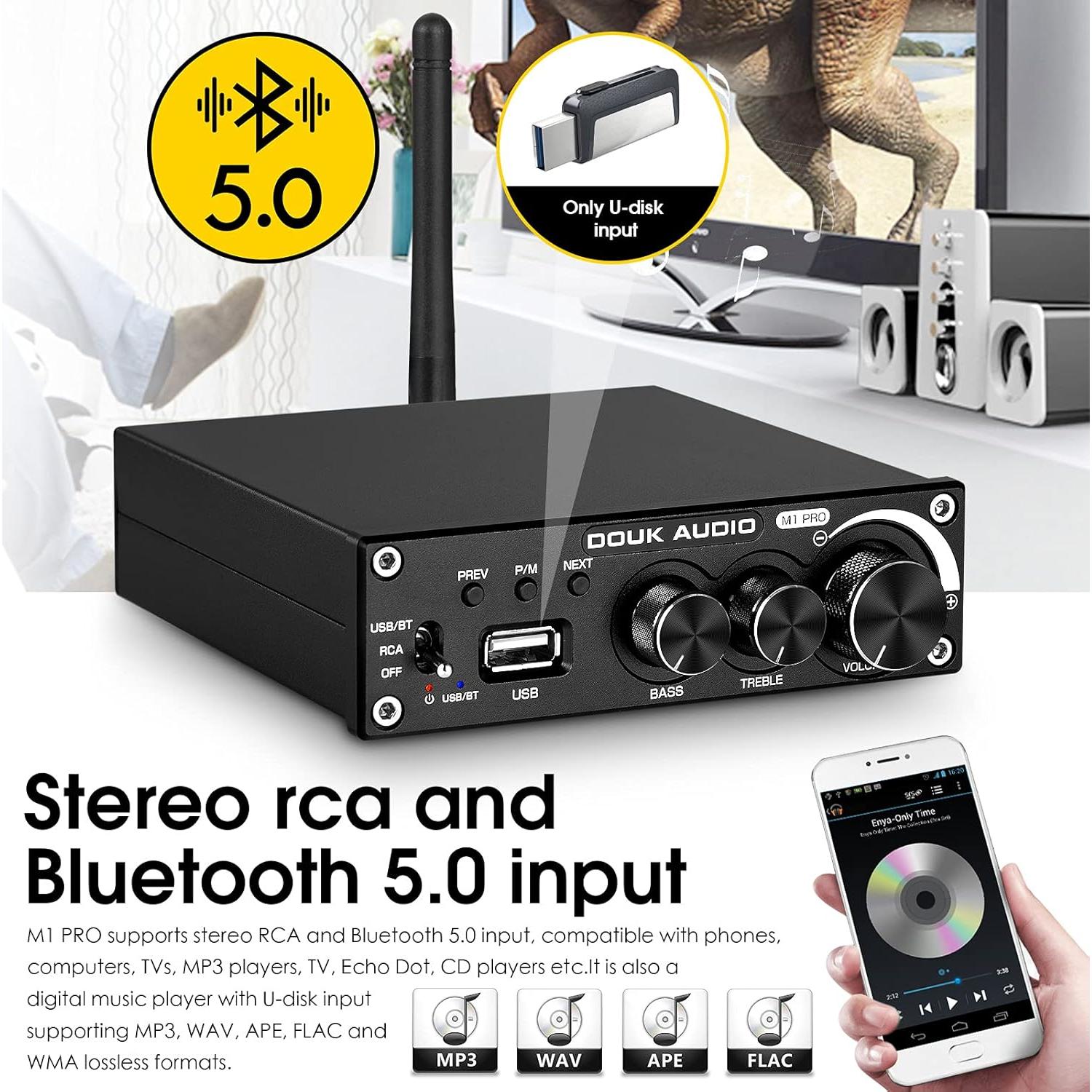 Amplificador Bluetooth Douk Audio M1 PRO 320W 2 Canales
