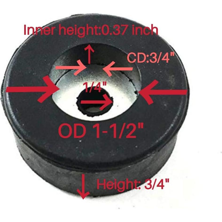 4 Pies de Goma Masmoc para Muebles y Compresores de Aire