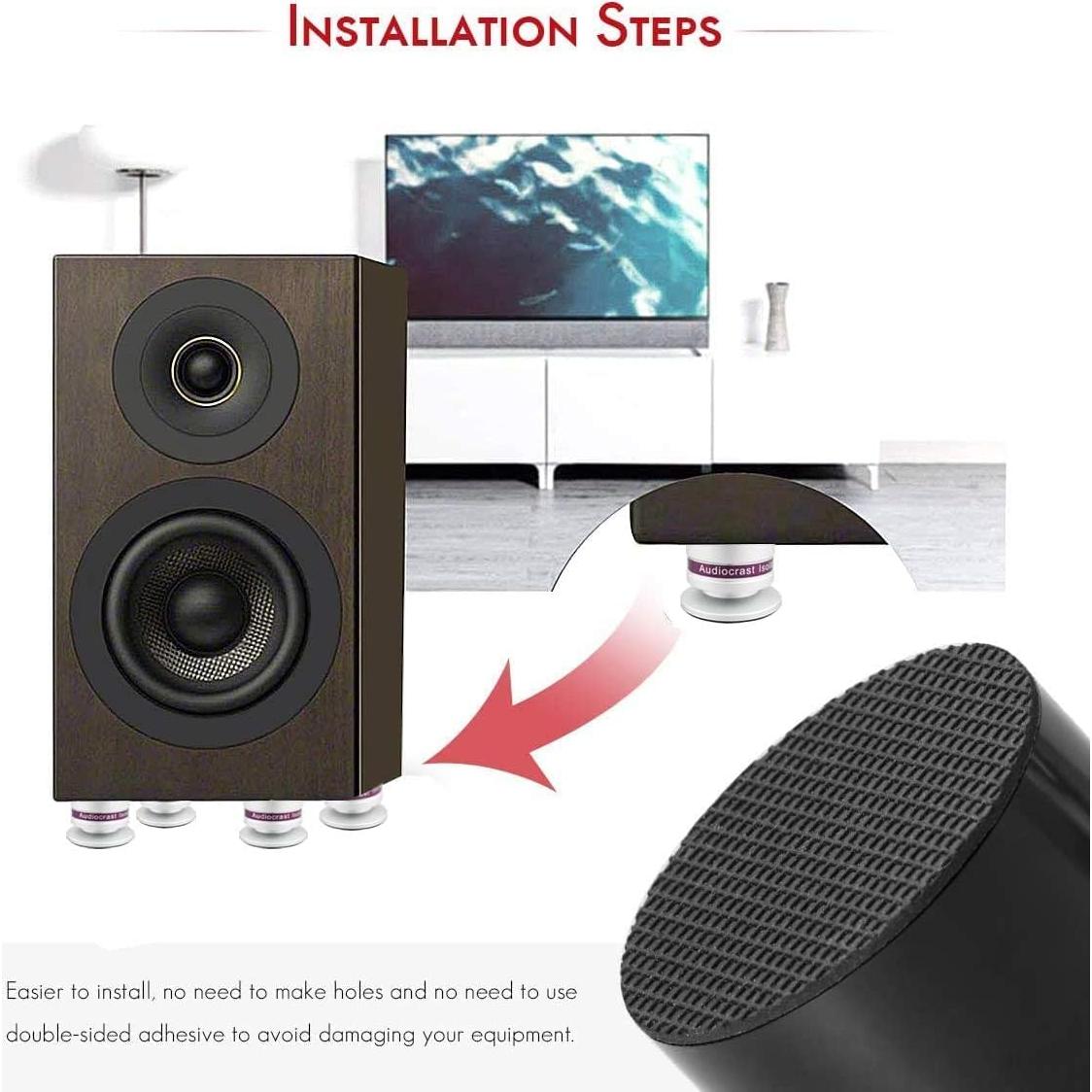 Pies de Aislamiento de Altavoz Tertullus - 4 Pcs Aluminio Plata