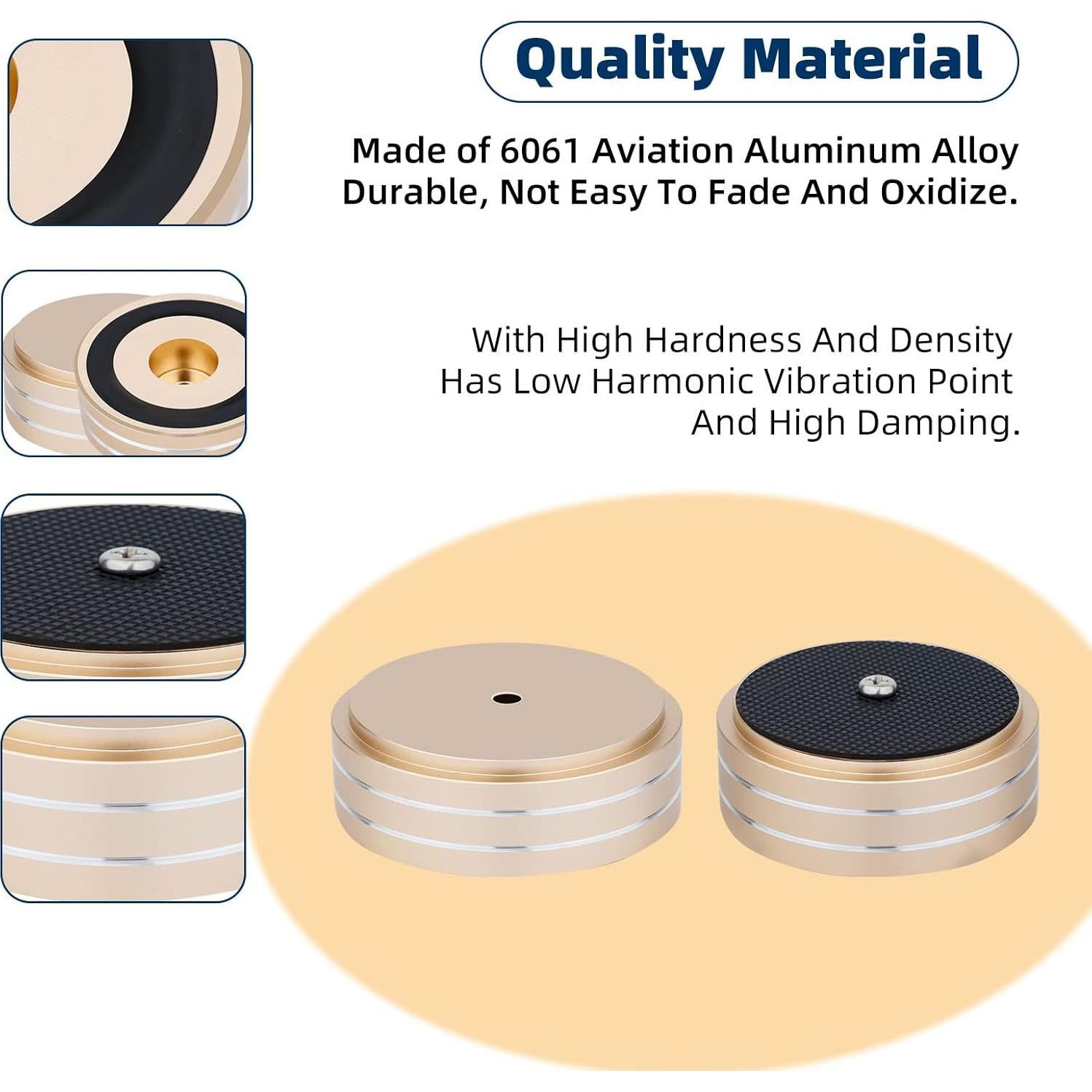 Pies de Aislamiento Monosaudio para Tornamesa y Altavoces Oro