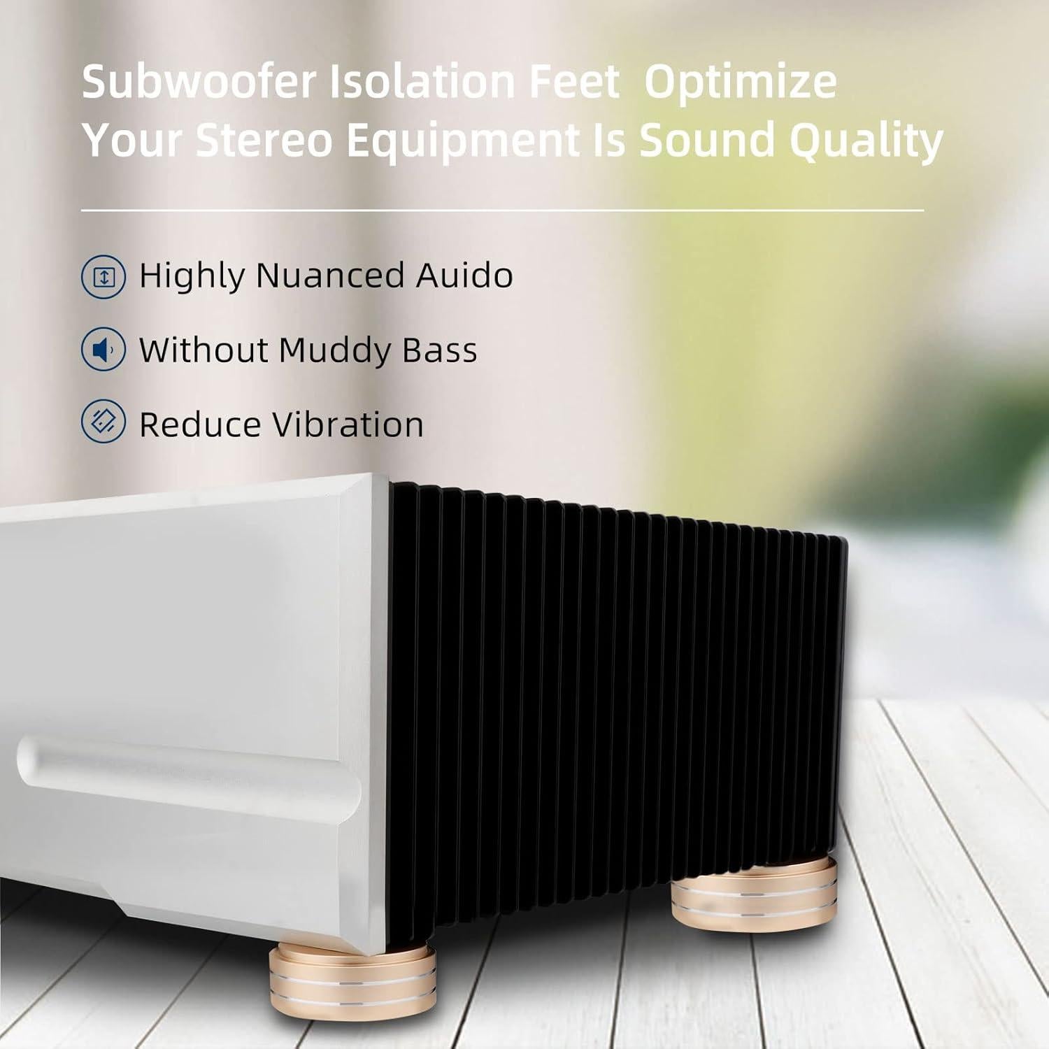 Pies de Aislamiento Monosaudio para Tornamesa y Altavoces Oro