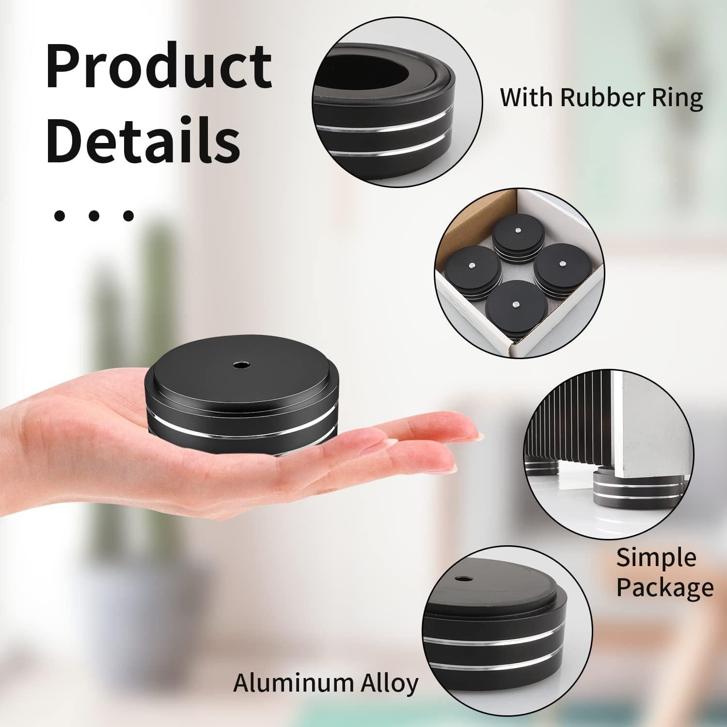 Patas de Aislamiento HiFi Viborg 58mm Aluminio 4 Piezas