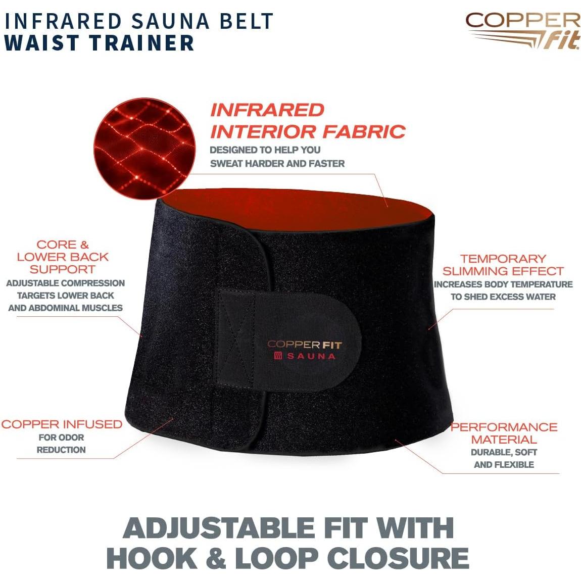 Cinturón Sauna Infrarrojo Copper Fit Unisex - Ajustable, Negro