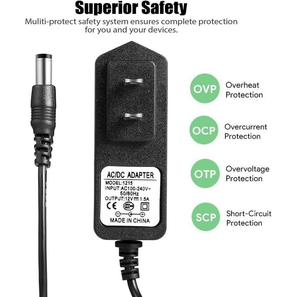 Adaptador de CA 12V 1.5A para Teclados Yamaha 3m