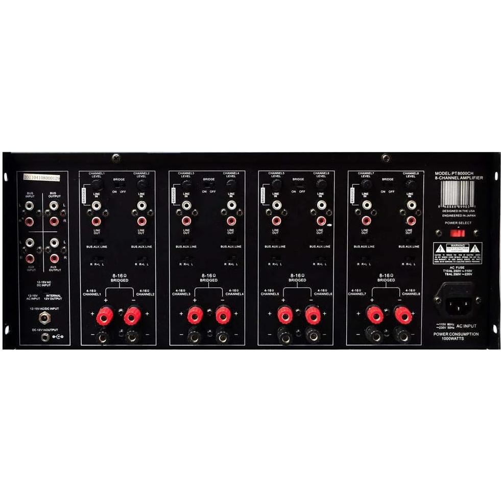 Amplificador Estéreo Pyle PT8000CH 8 Canales 8000W Rack