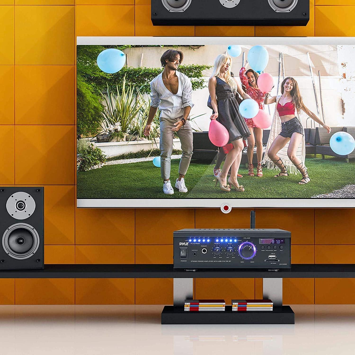 Amplificador Estéreo Pyle PCAU46BA 2x120W Bluetooth USB AUX