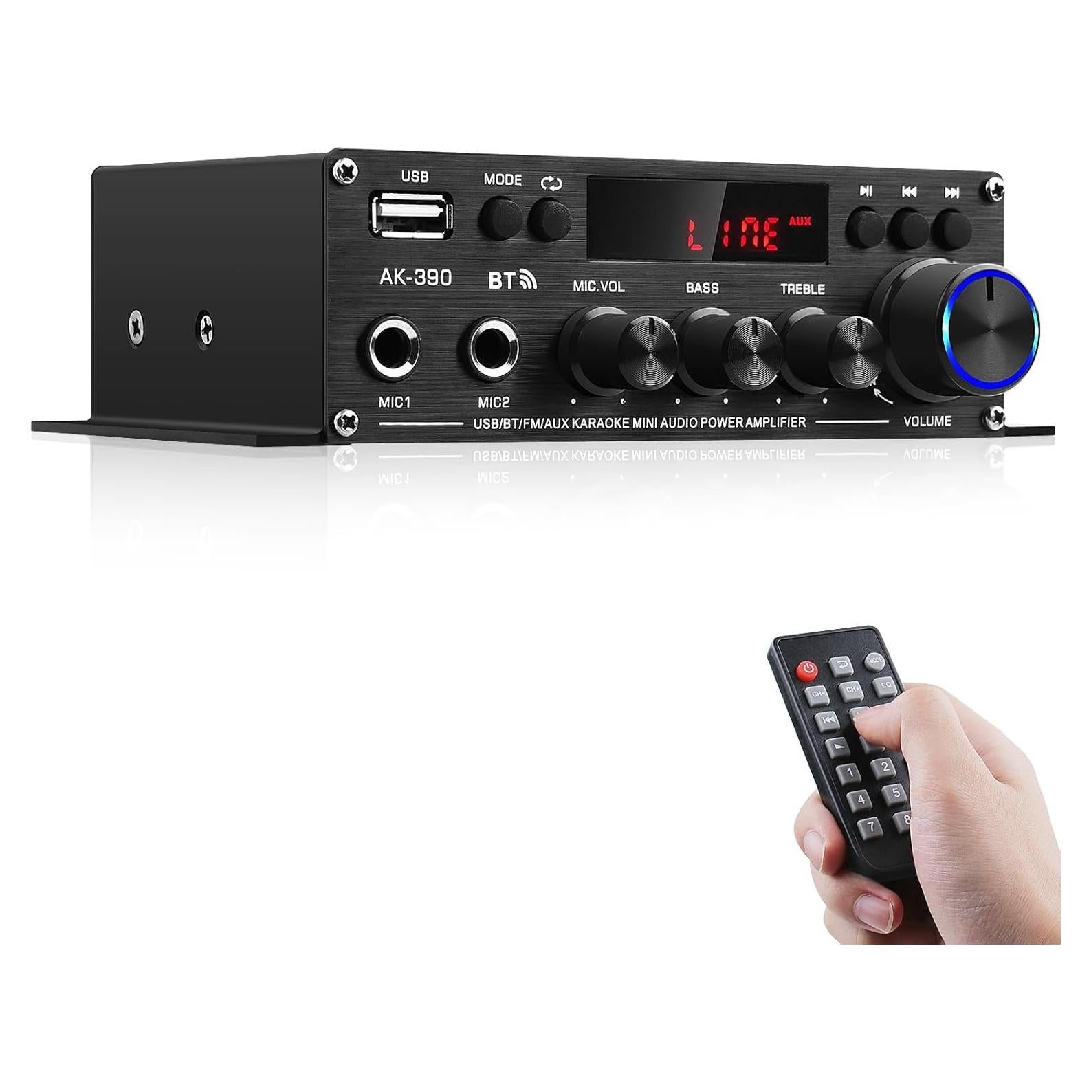 Amplificador de Audio Estéreo AK-390 Bluetooth 5.0 40W 2.0 Canal