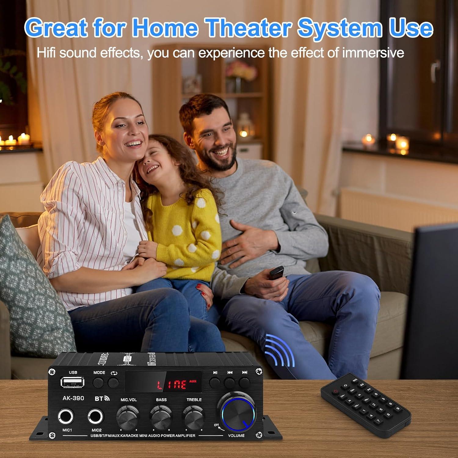 Amplificador de Audio Estéreo AK-390 Bluetooth 5.0 40W 2.0 Canal