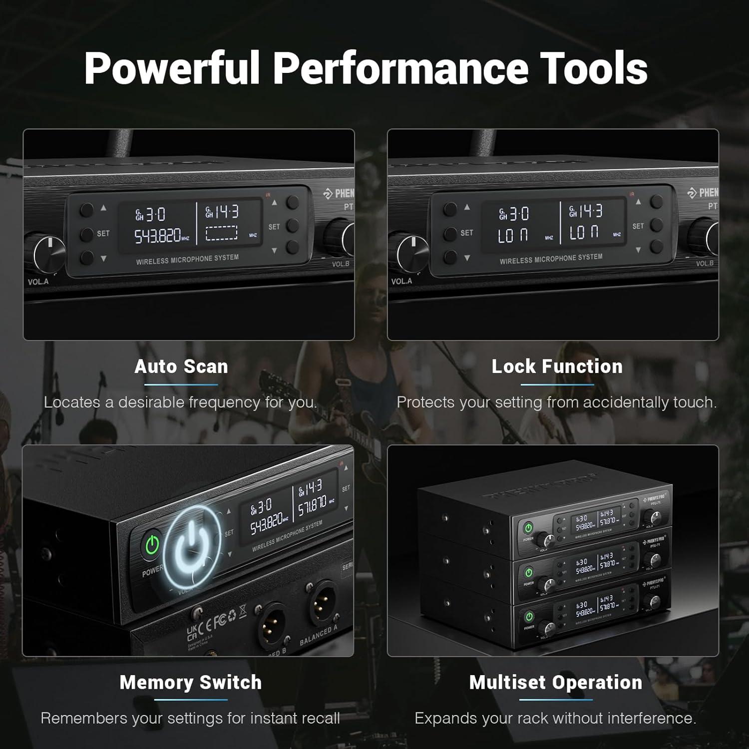 Sistema de Micrófono Inalámbrico Phenyx Pro PTU-71-2H, 2 Micrófonos de Mano, 100m