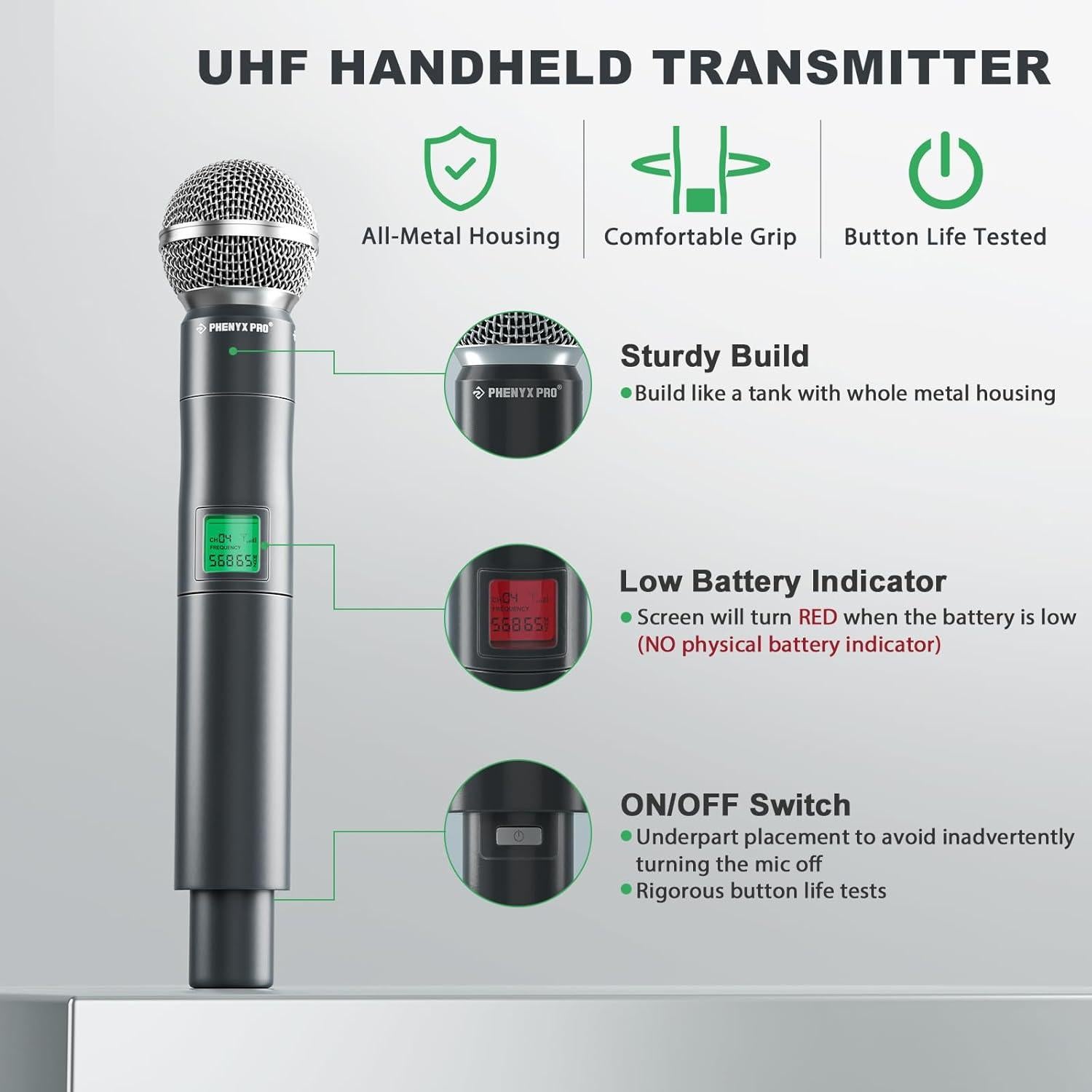 Sistema de Micrófono Inalámbrico Phenyx Pro PTU-5000A 4 Canales