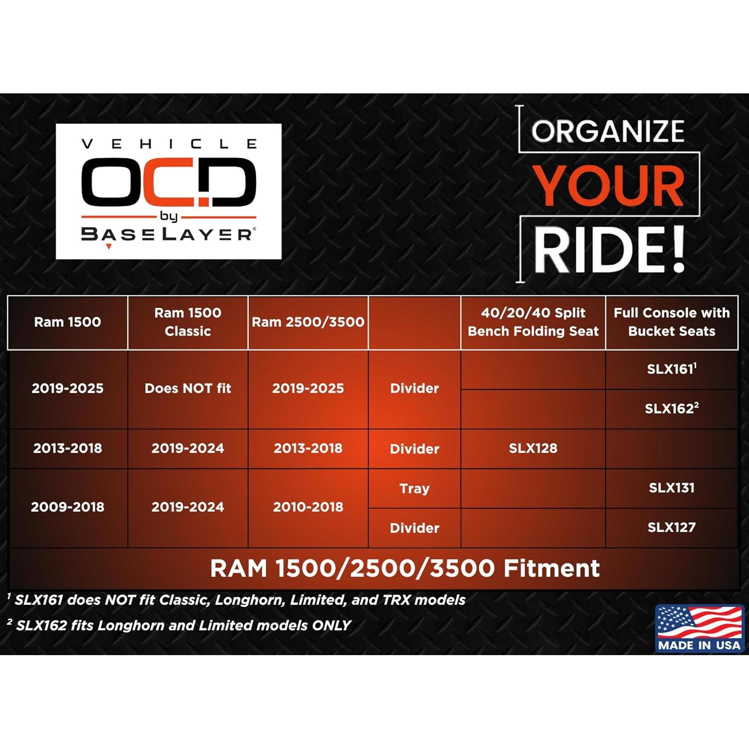 Organizador de Consola Central Vehicle OCD para RAM 1500 2500 3500