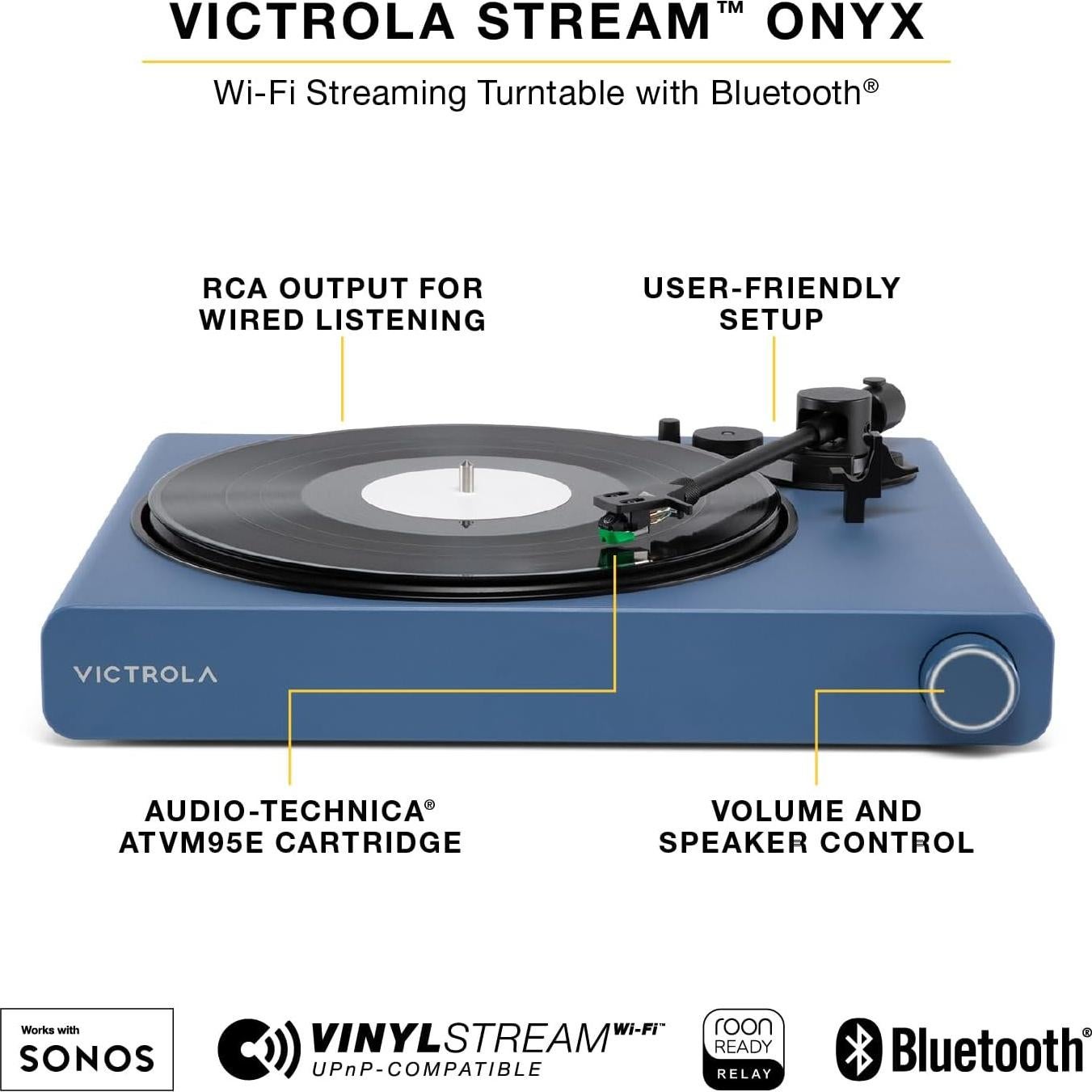 Tocadiscos Wi-Fi Victrola Stream Onyx con Bluetooth y RCA Verde