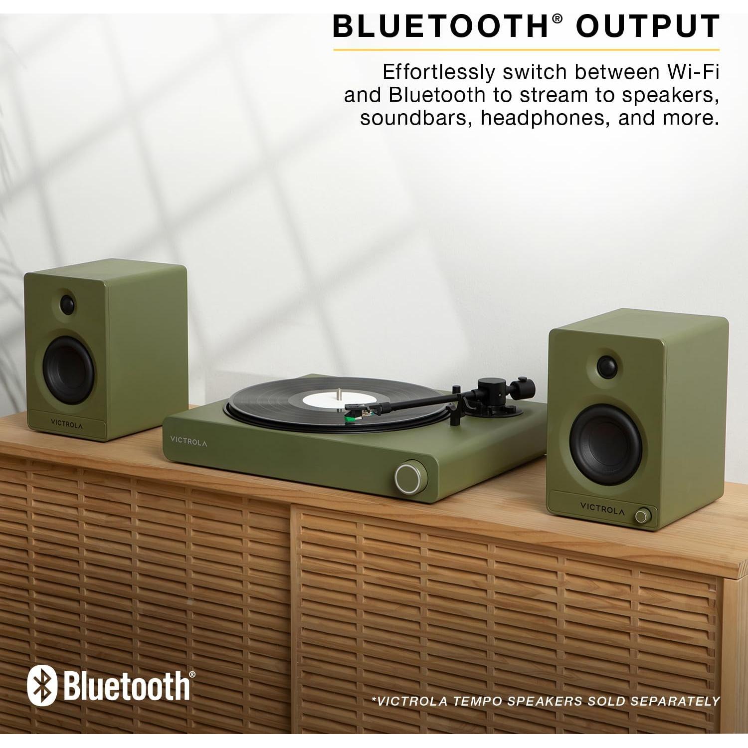 Tocadiscos Wi-Fi Victrola Stream Onyx con Bluetooth y RCA Verde