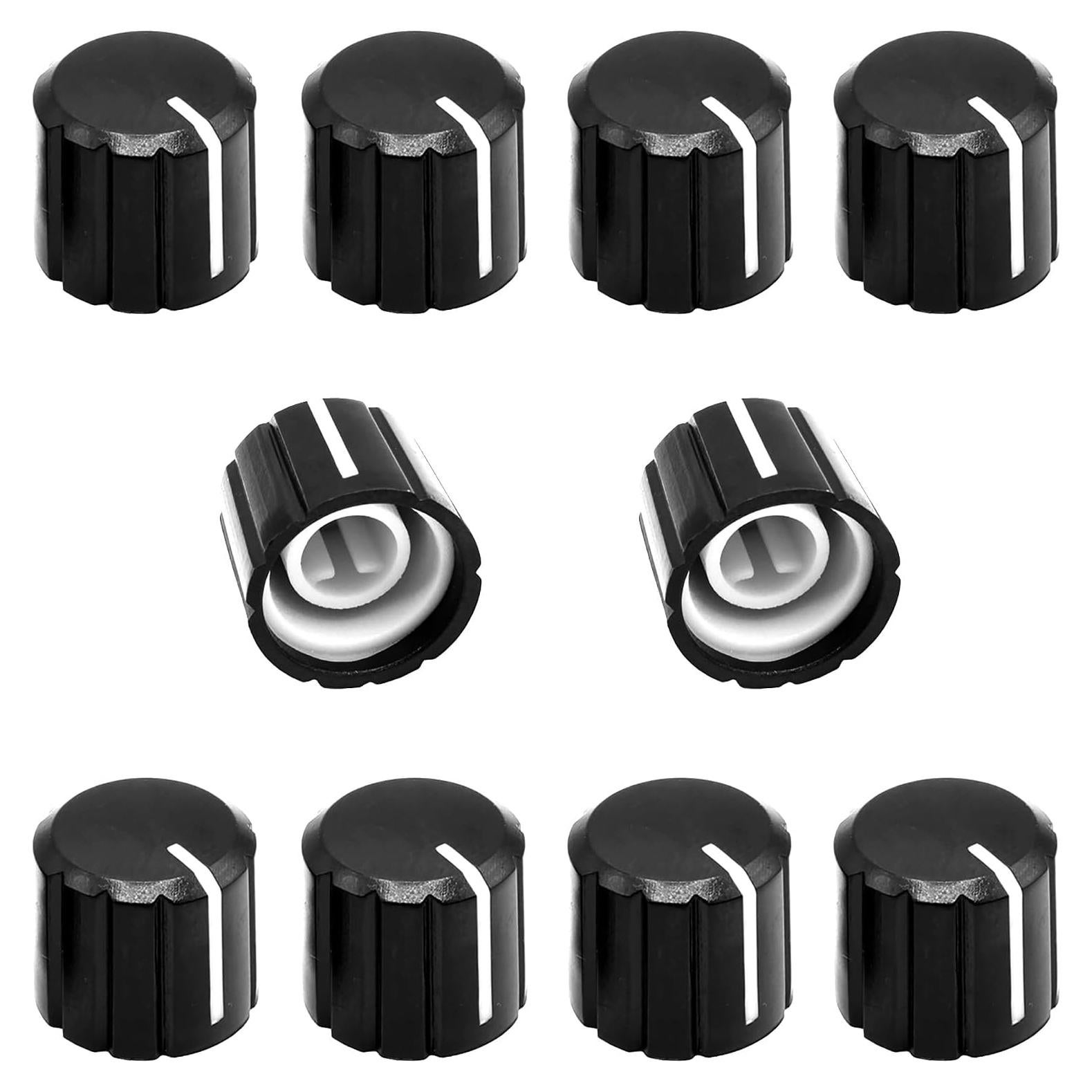 10 Perillas de Control de Potenciómetro D Tipo 6mm ZXUEZHENG Negro