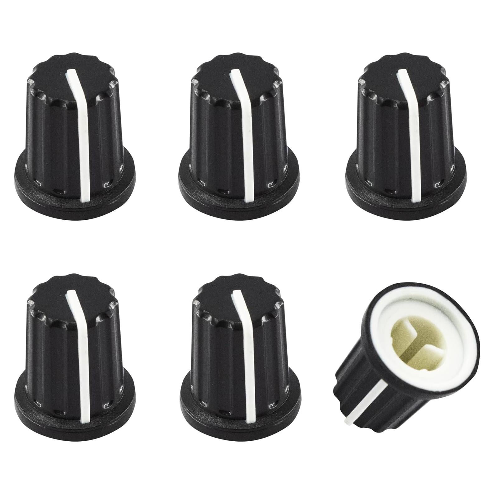 5 Piezas Perillas de Control de Potenciómetro D Tipo 6mm AUXBC Negro