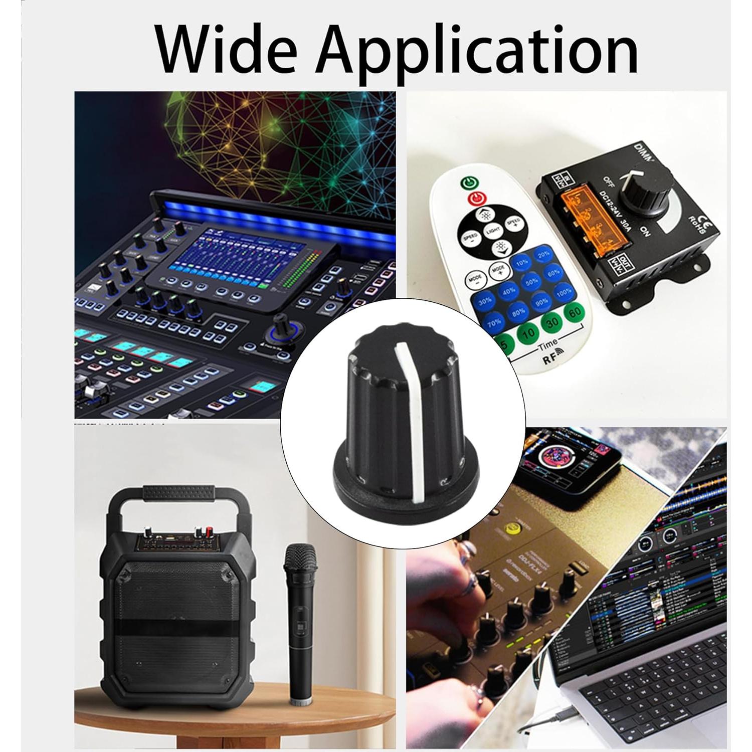 5 Piezas Perillas de Control de Potenciómetro D Tipo 6mm AUXBC Negro