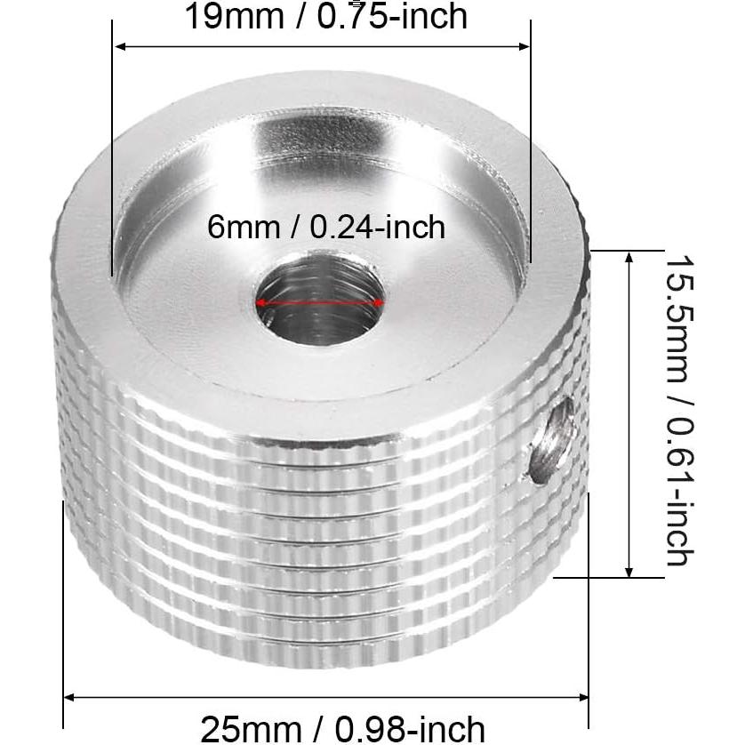 Perillas de Control de Volumen uxcell 25mm Aluminio Plateado 2pcs