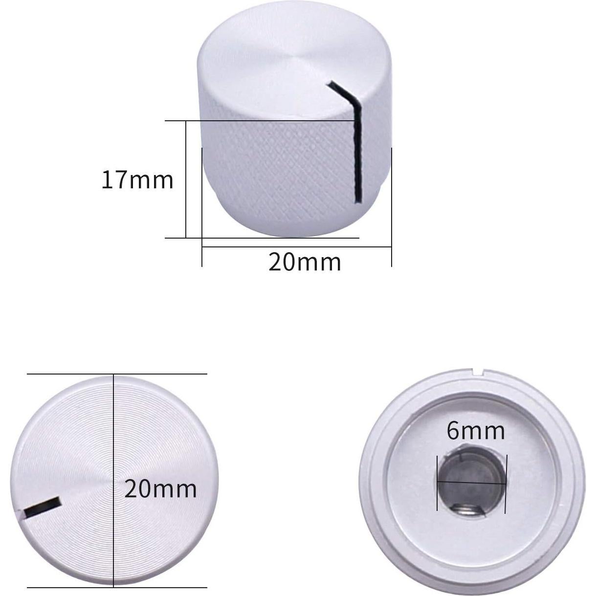 Perilla de Control Rotativa Taiss Aluminio Plateado 20x17mm