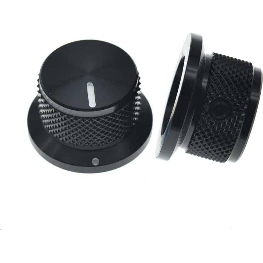 Perillas de Potenciómetro KAISH 2pcs 1/4" Aluminio Negro