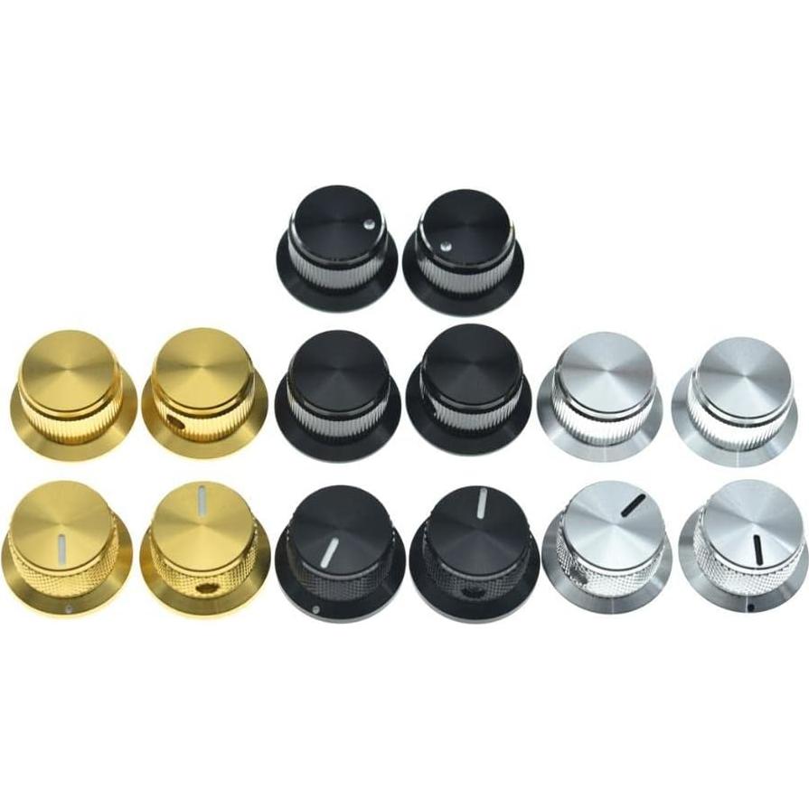 Perillas de Potenciómetro KAISH 2pcs 1/4" Aluminio Negro