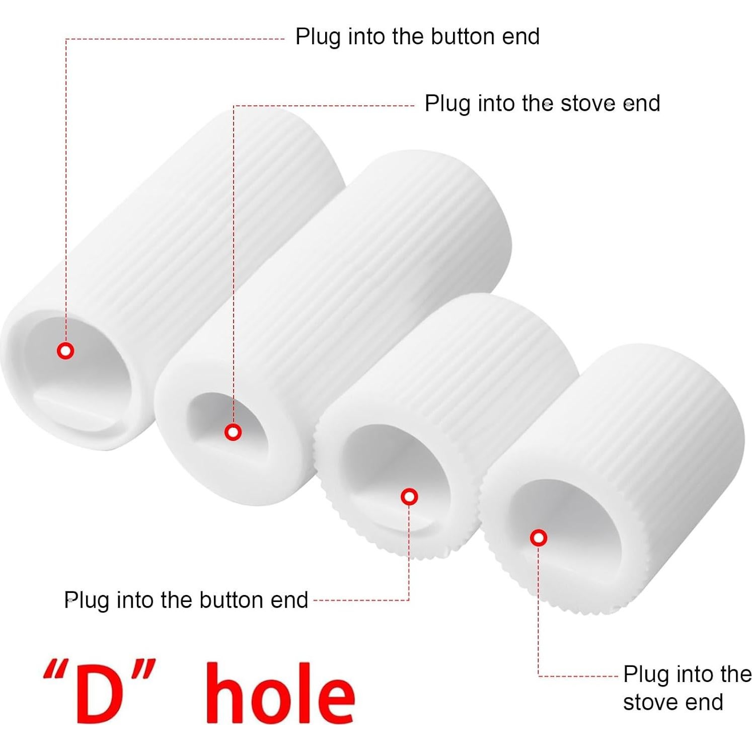 Perillas de Control Jetec 4 Piezas con 12 Adaptadores Blancas