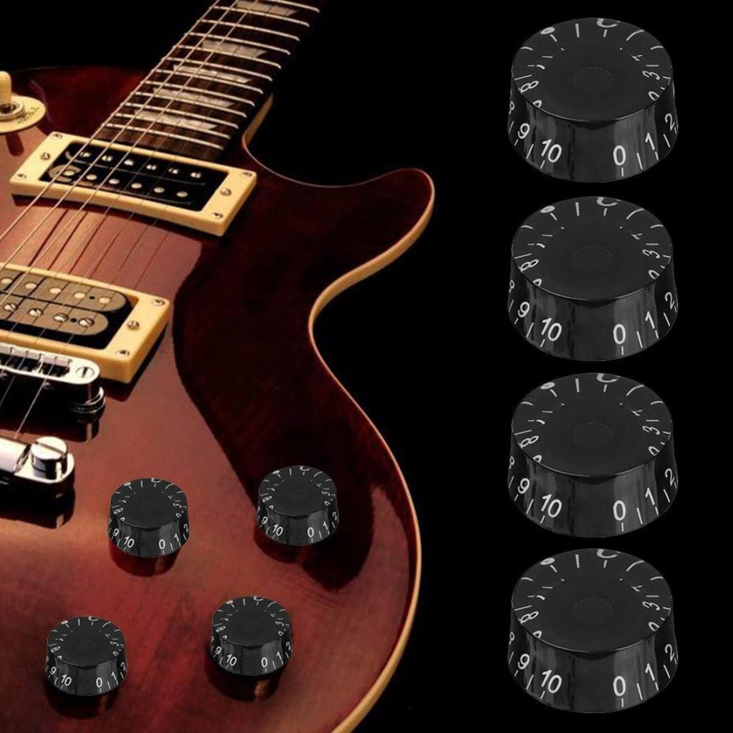 4 Perillas Negras de Control para Guitarra Eléctrica Les Paul