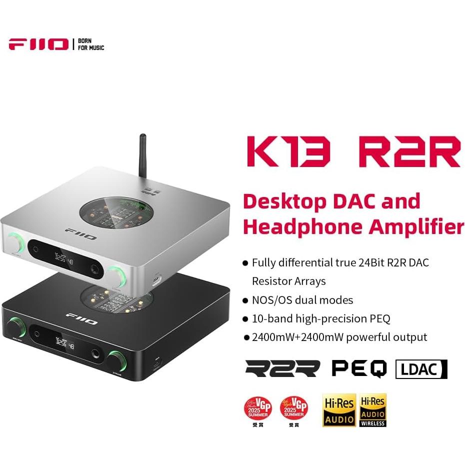DAC R2R FiiO K13 Amplificador de Auriculares 2400mW Plata