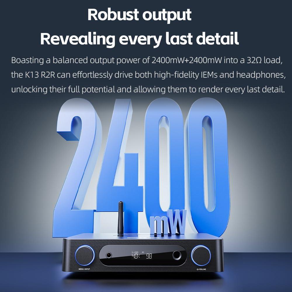 DAC R2R FiiO K13 Amplificador de Auriculares 2400mW Plata